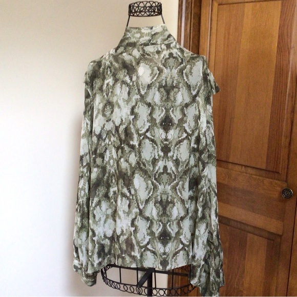 Nili Lotan Snake Print 100% Silk Chiffon Top Front Tie - Picture 5 of 7